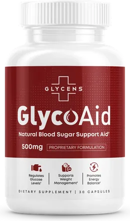 A GlycoAid bottle seen from an angle